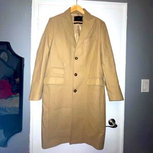 Zara Tan Topcoat Peak lapels Size XL